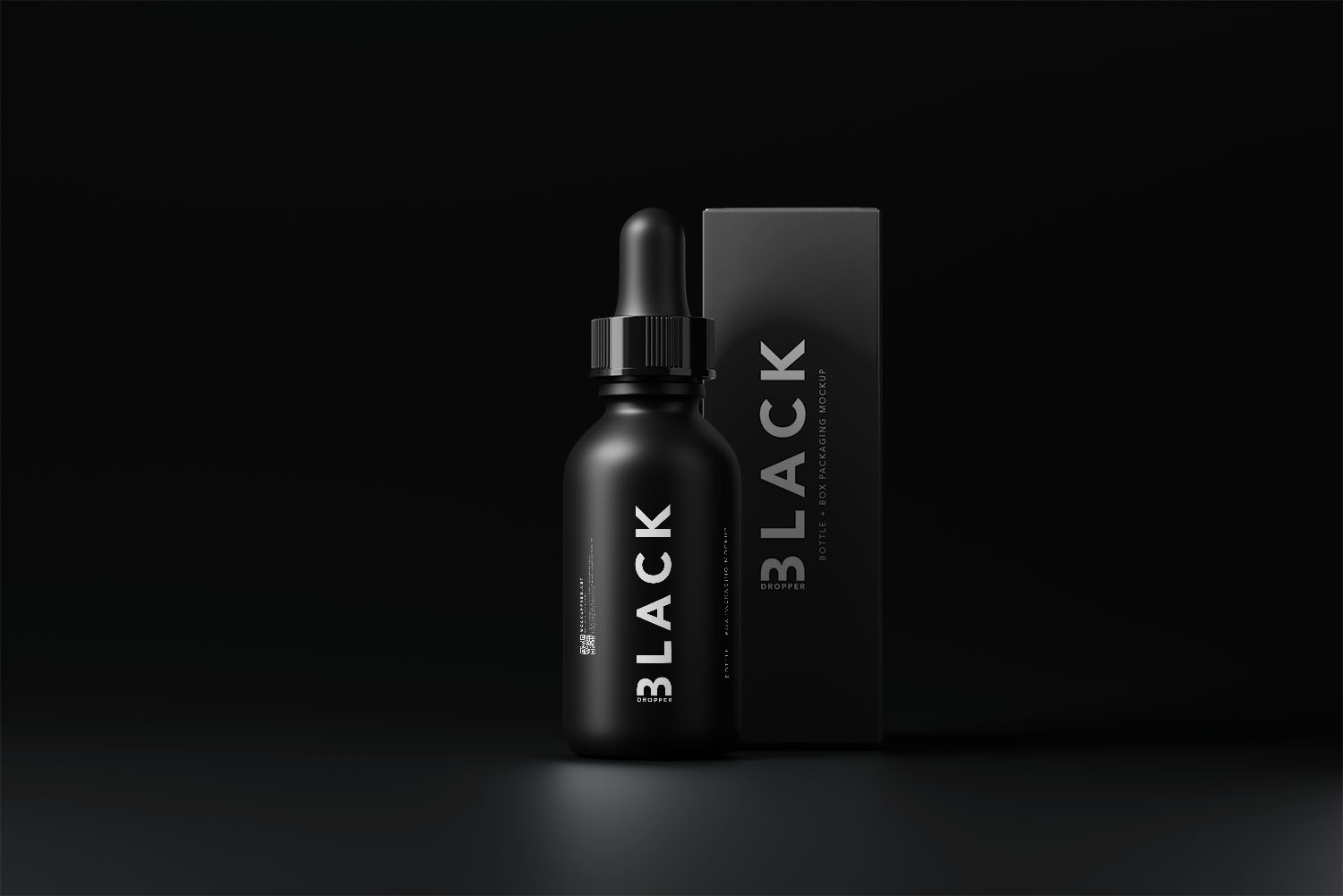 Black Dropper Bottle with Box Mockups