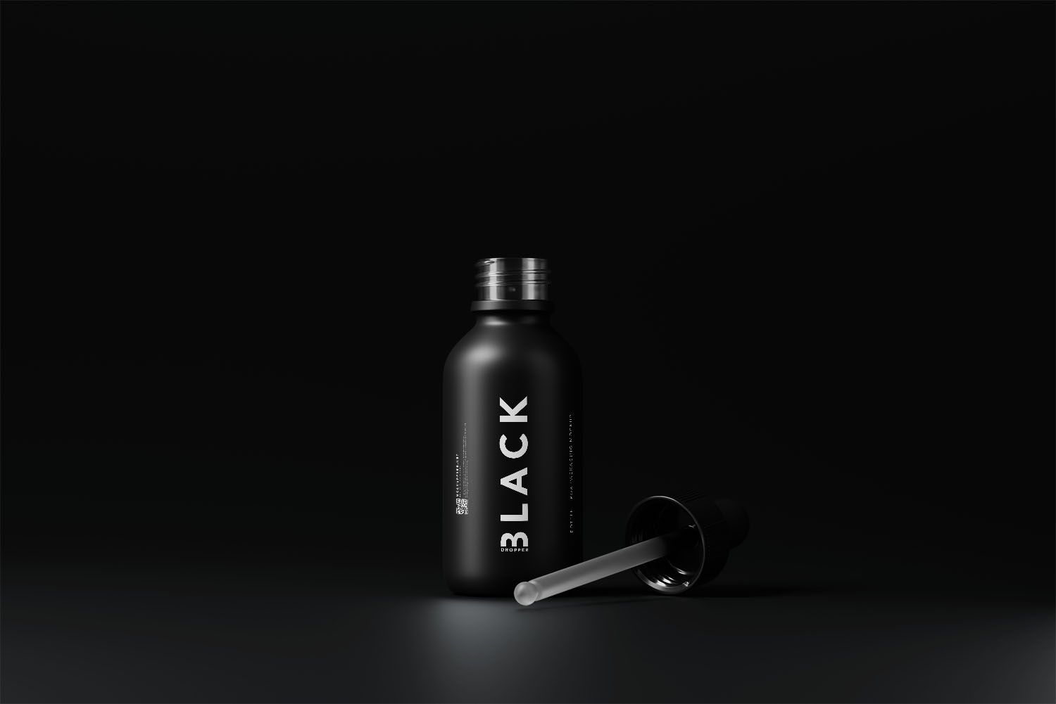 Black Dropper Bottle with Box Mockups