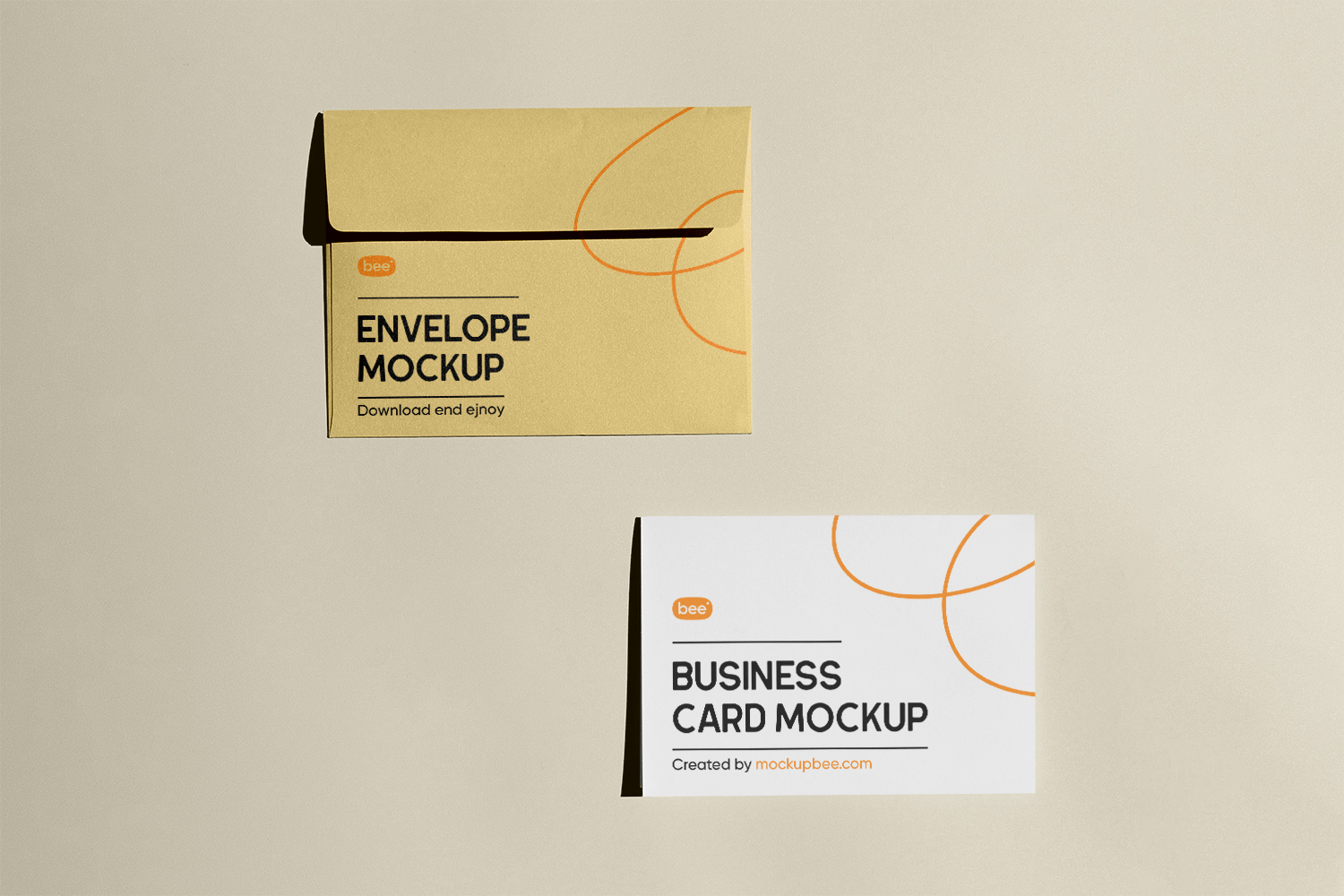Card with Envelope Free Mockup