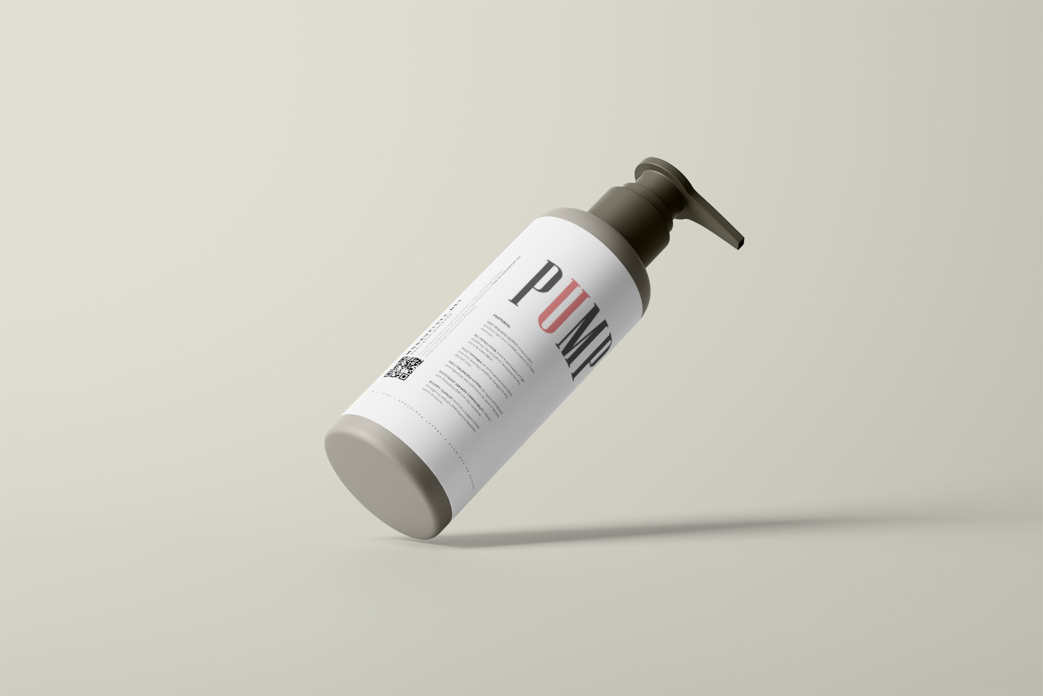 Greige Plastic Pump Bottle Free Mockup