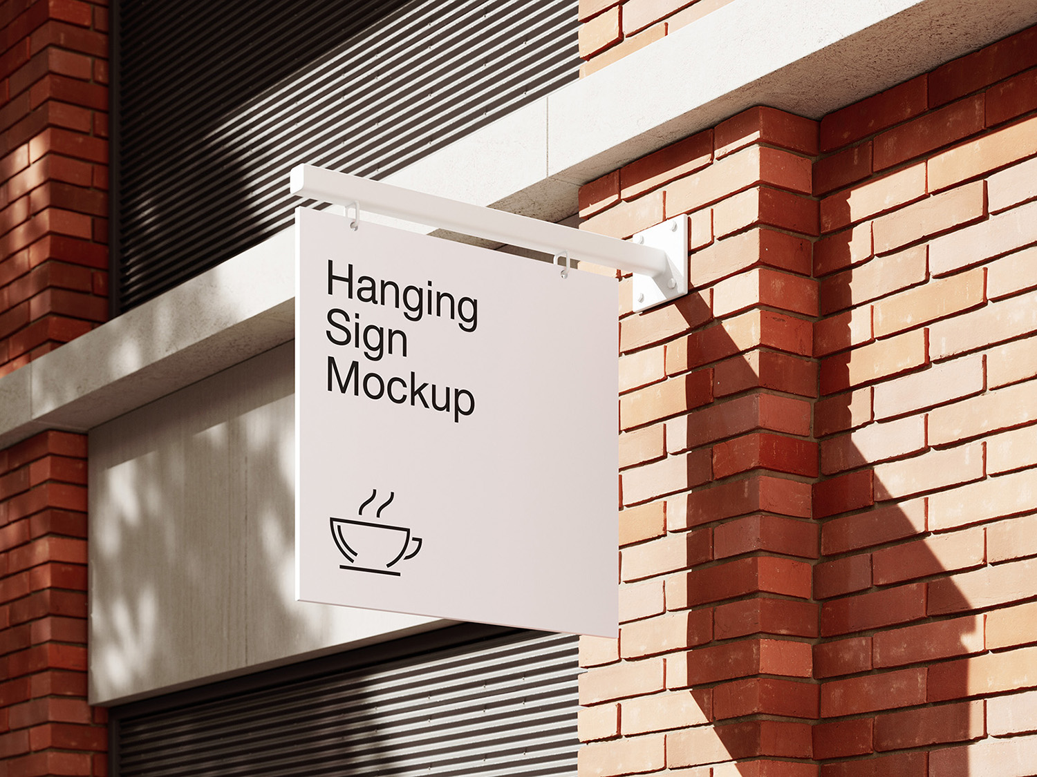 Hanging Sign on Brick Wall Free Mockup