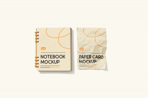 Notebook with Card Free Mockup