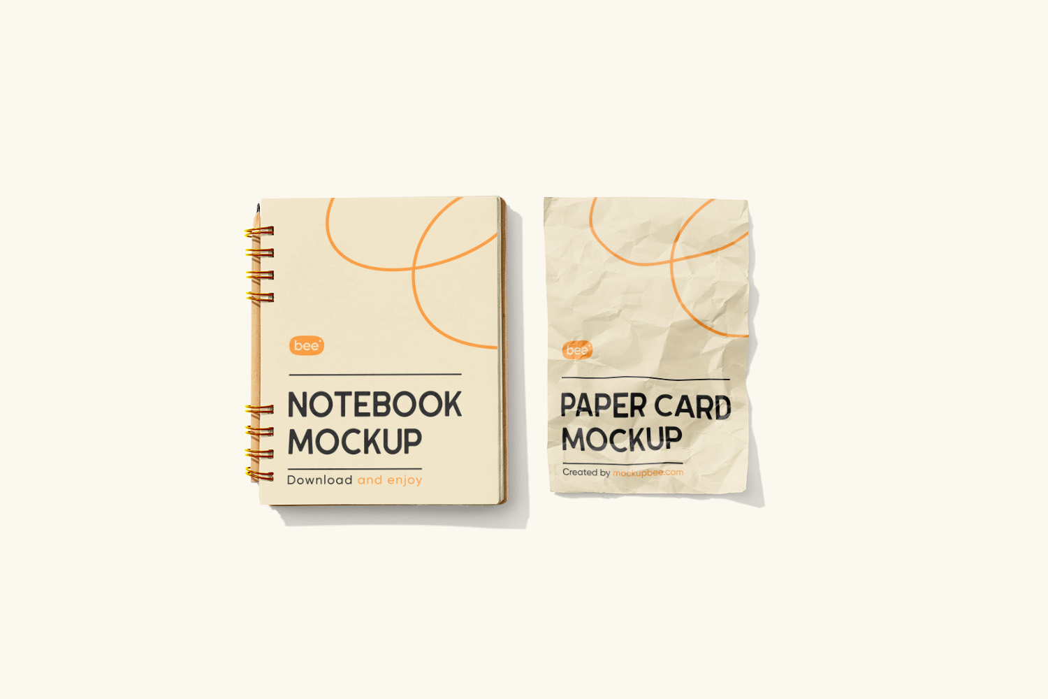 Notebook with Card Free Mockup