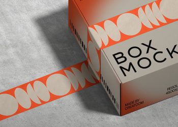 Packaging Box Tape Free Mockup