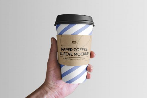 Paper Cup with Sleeve Free Mockup