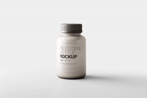 Plastic Medicine Bottle with Business Card Mockups