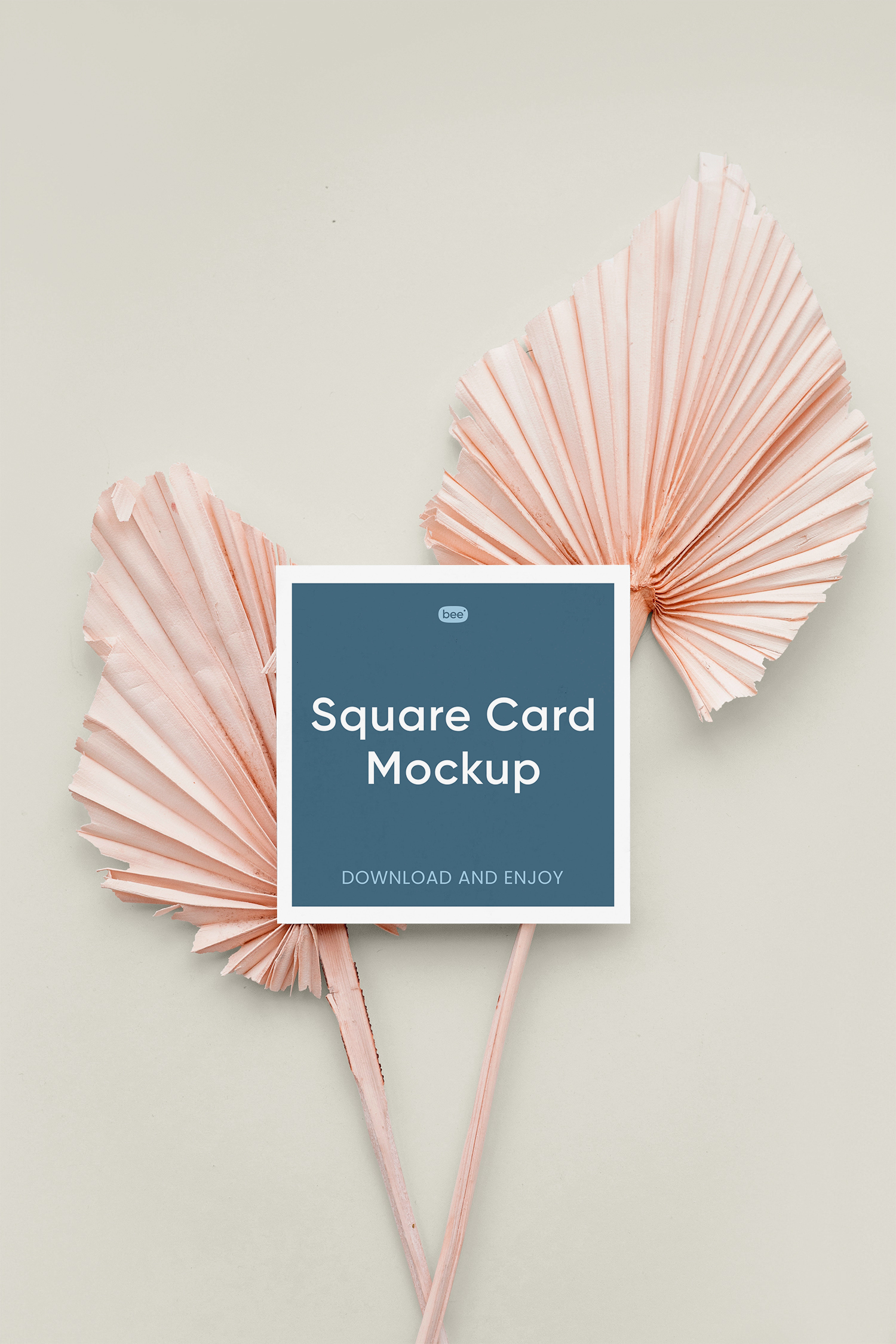 Square Card on Leaves Free Mockup