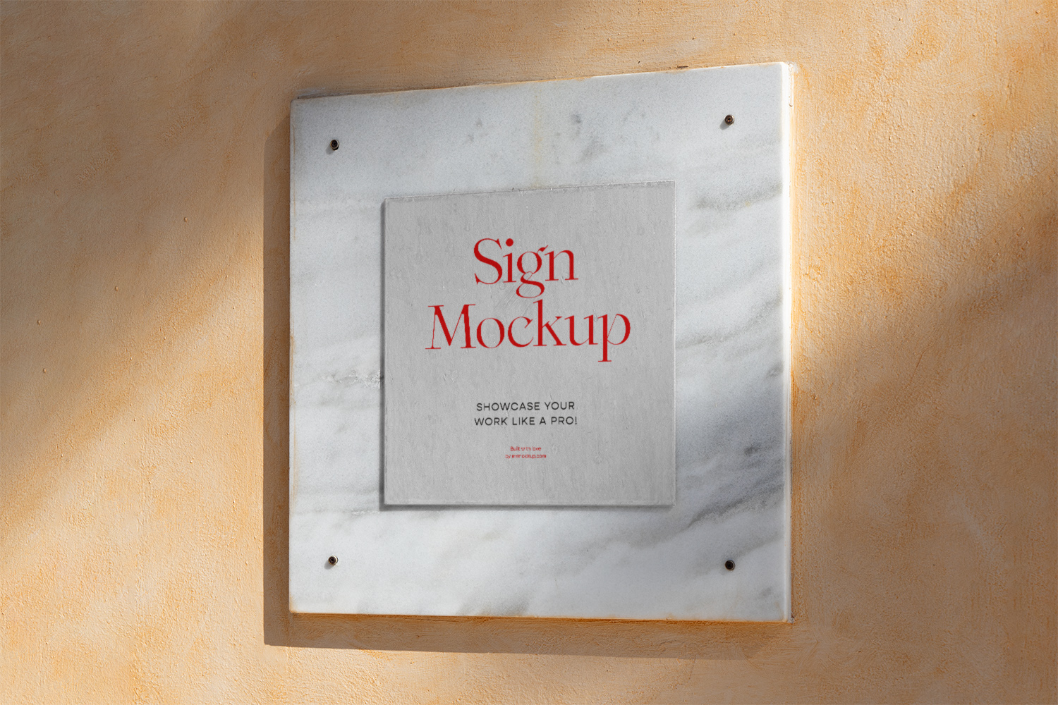 Square Sign on Marble Free Mockup