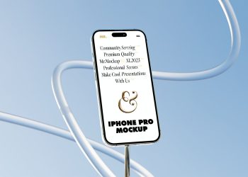 iPhone 14 on Tripod Free Mockup