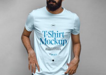 Beard Man Wearing T-Shirt Free Mockup