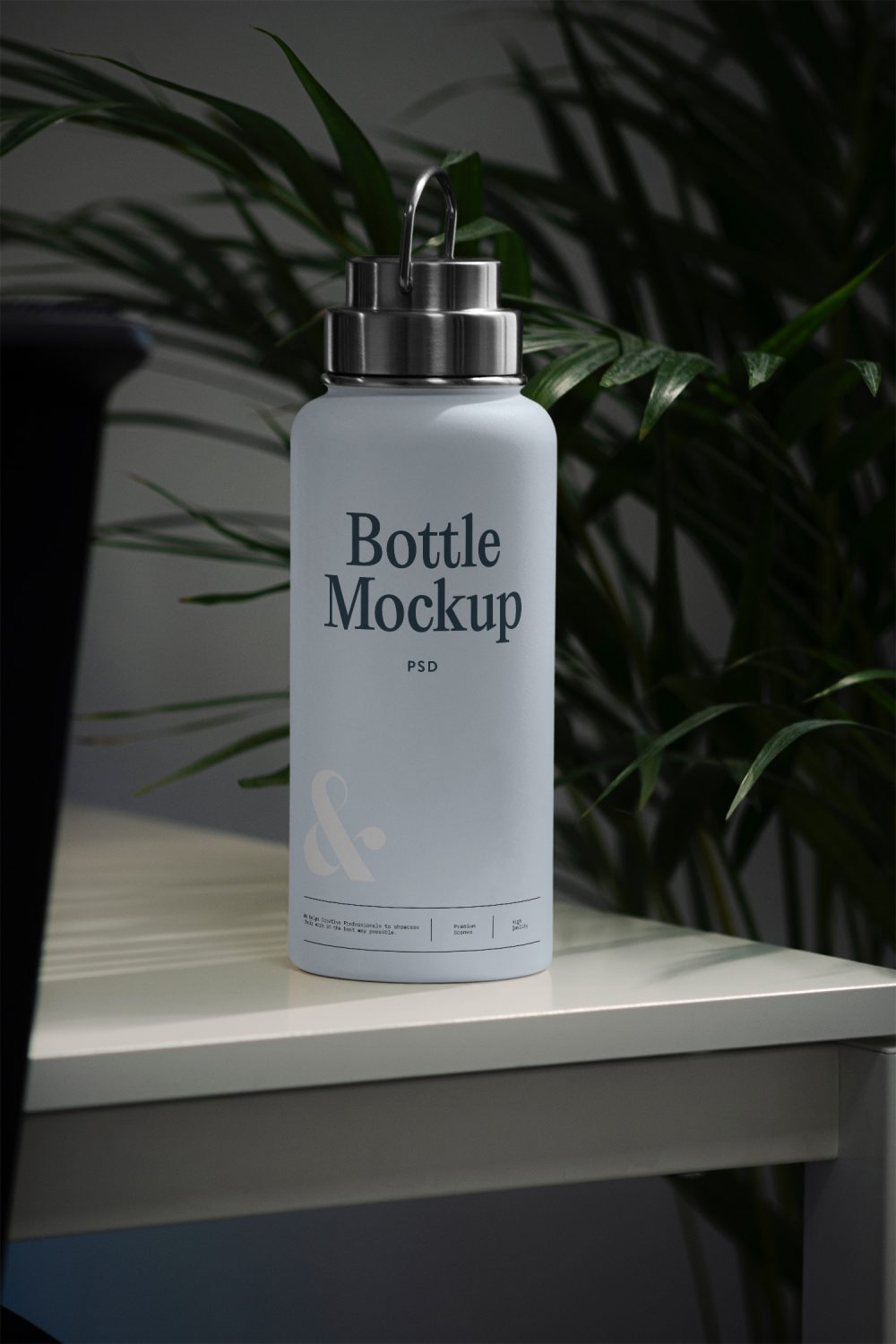 Bottle on Table Free Mockup