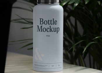 Bottle on Table Free Mockup