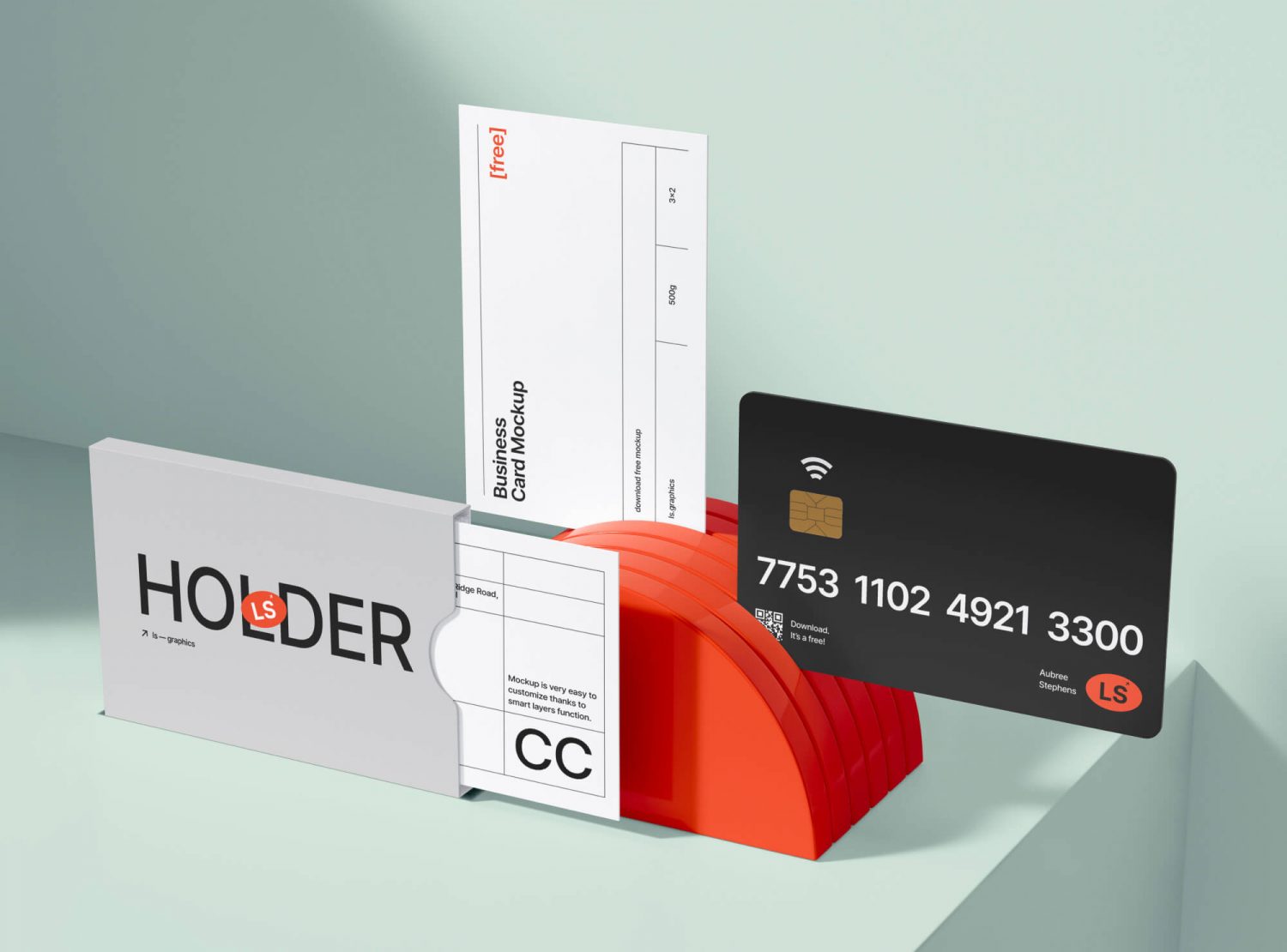 Cardholder with Cards Free Mockup