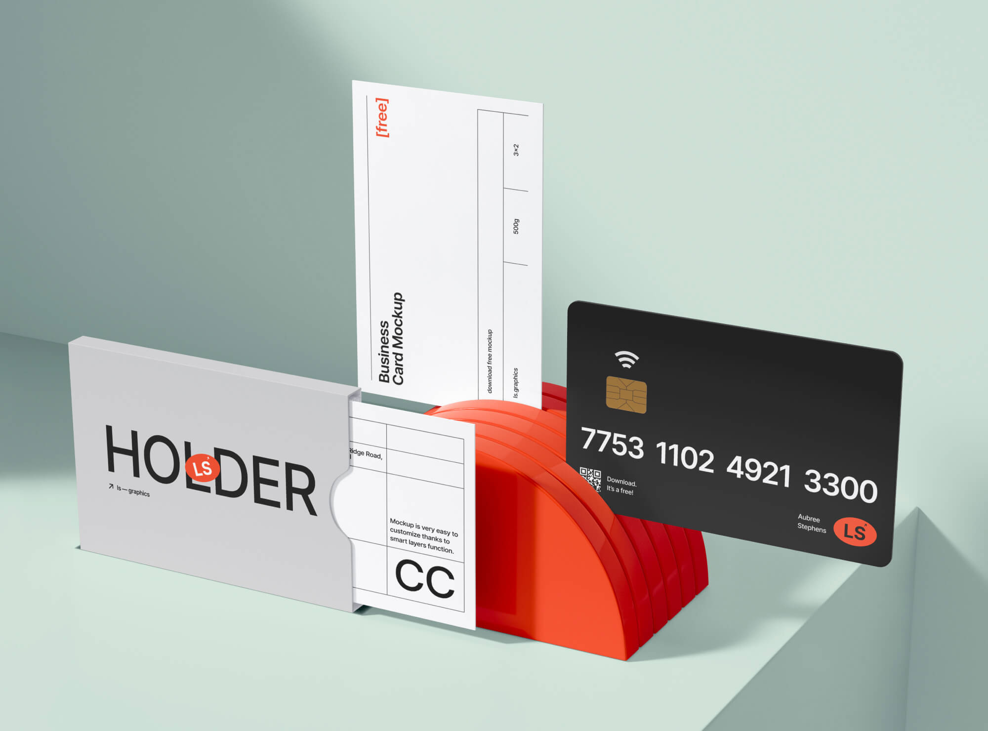 Cardholder with Cards Free Mockup