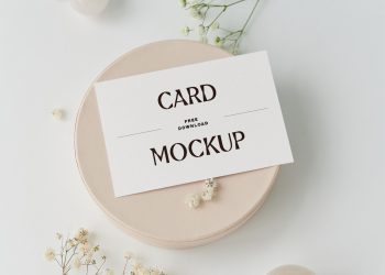 Cards with Flowers Free Mockup
