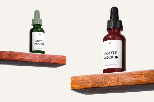 Dropper Bottle on Shelf Free Mockups