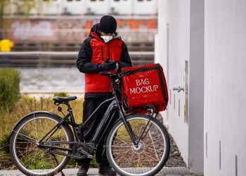 Food Delivery Man Free Mockup