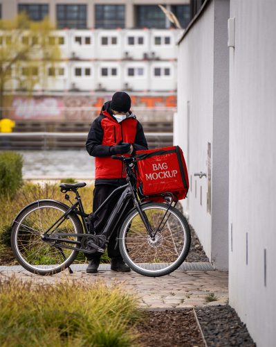 Food Delivery Man Free Mockup