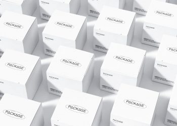 Isometric Packages Grid Free Mockup