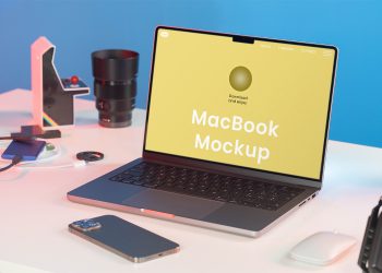 MacBook in Studio Free Mockup