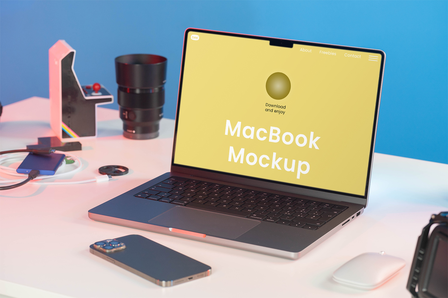 MacBook in Studio Free Mockup