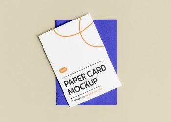 Paper Card with Envelope Free Mockup