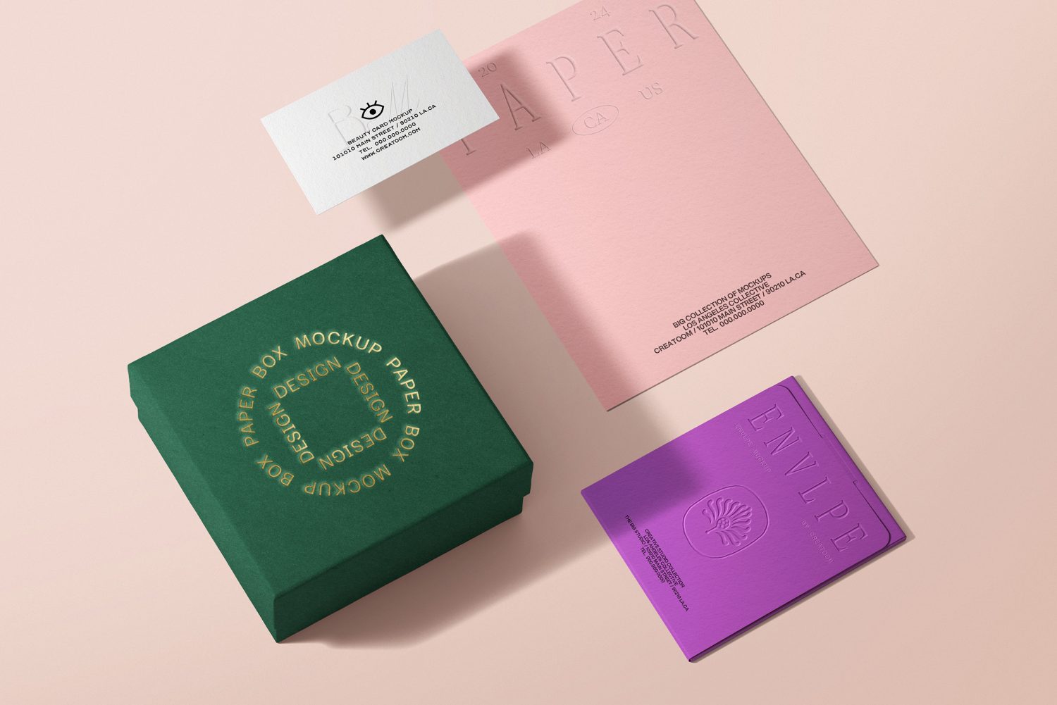 Scene with Box Paper Free Mockups