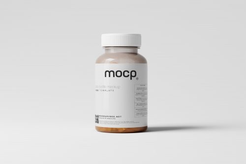 Semi Transparent Pills Bottle Free Mockups