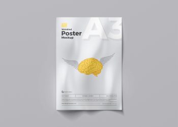 A3 Wrinkled Poster Free Mockup