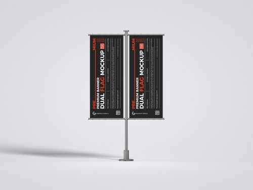 Banner Dual Flag Free Mockup