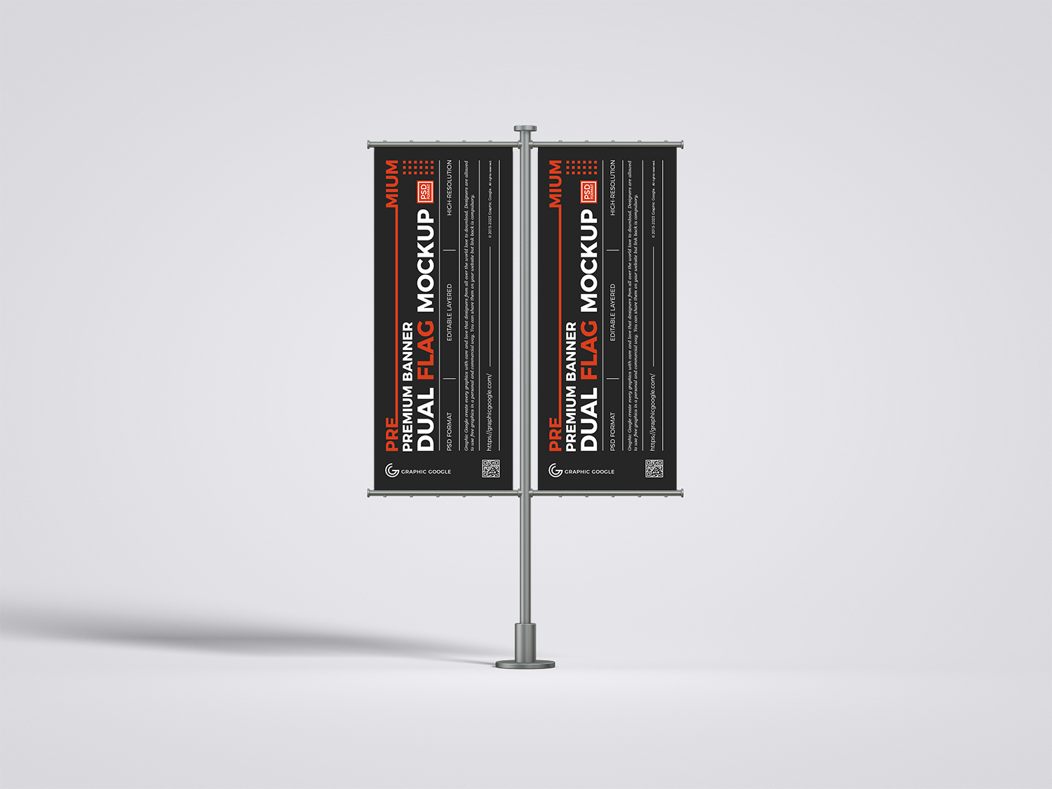 Banner Dual Flag Free Mockup