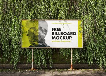 Billboard with Ivy Wall Free Mockup