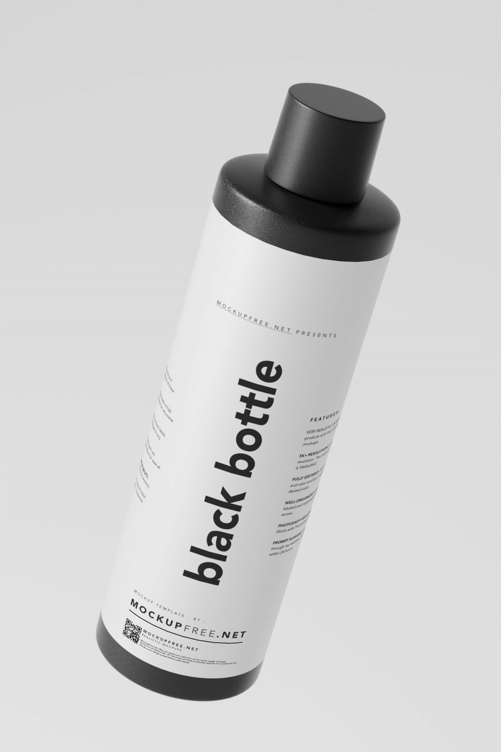 Black Matte Plastic Bottle Free Mockups