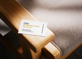 Business Card Lying on Armchair Free Mockup