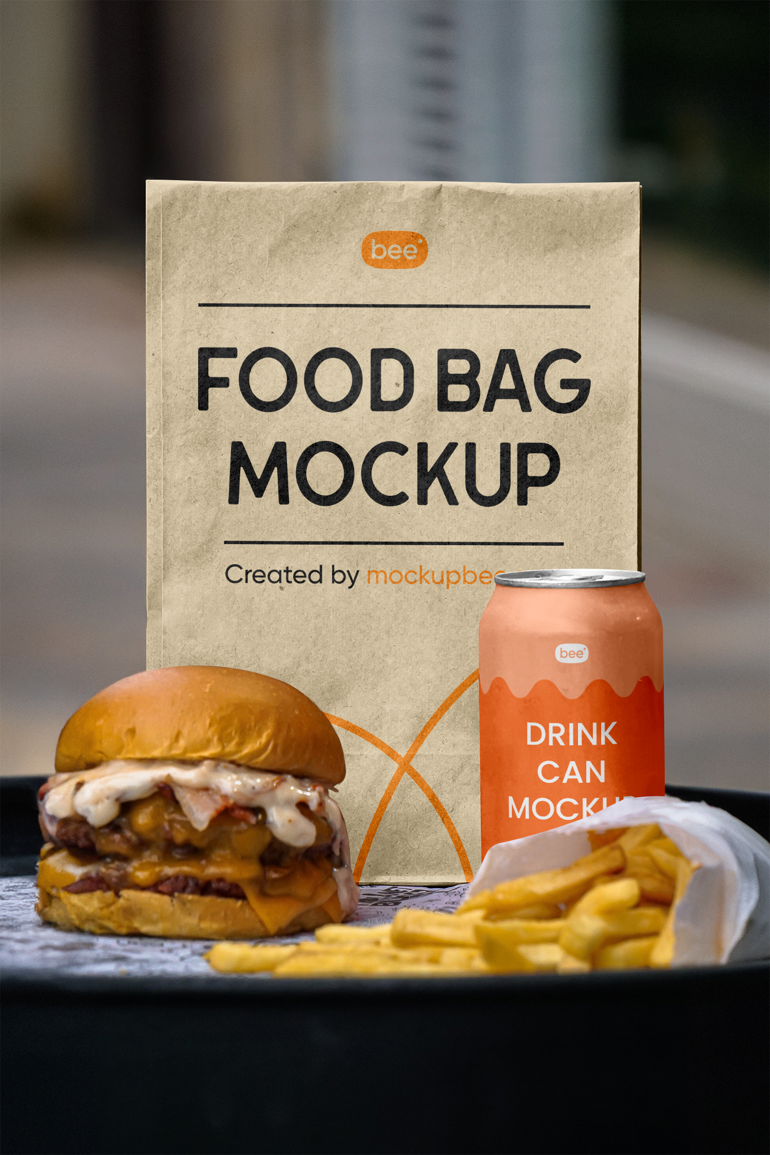 Food Bag with Soda Can Free Mockup