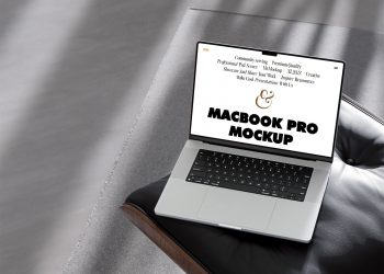 MacBook Pro on Chair Free Mockup