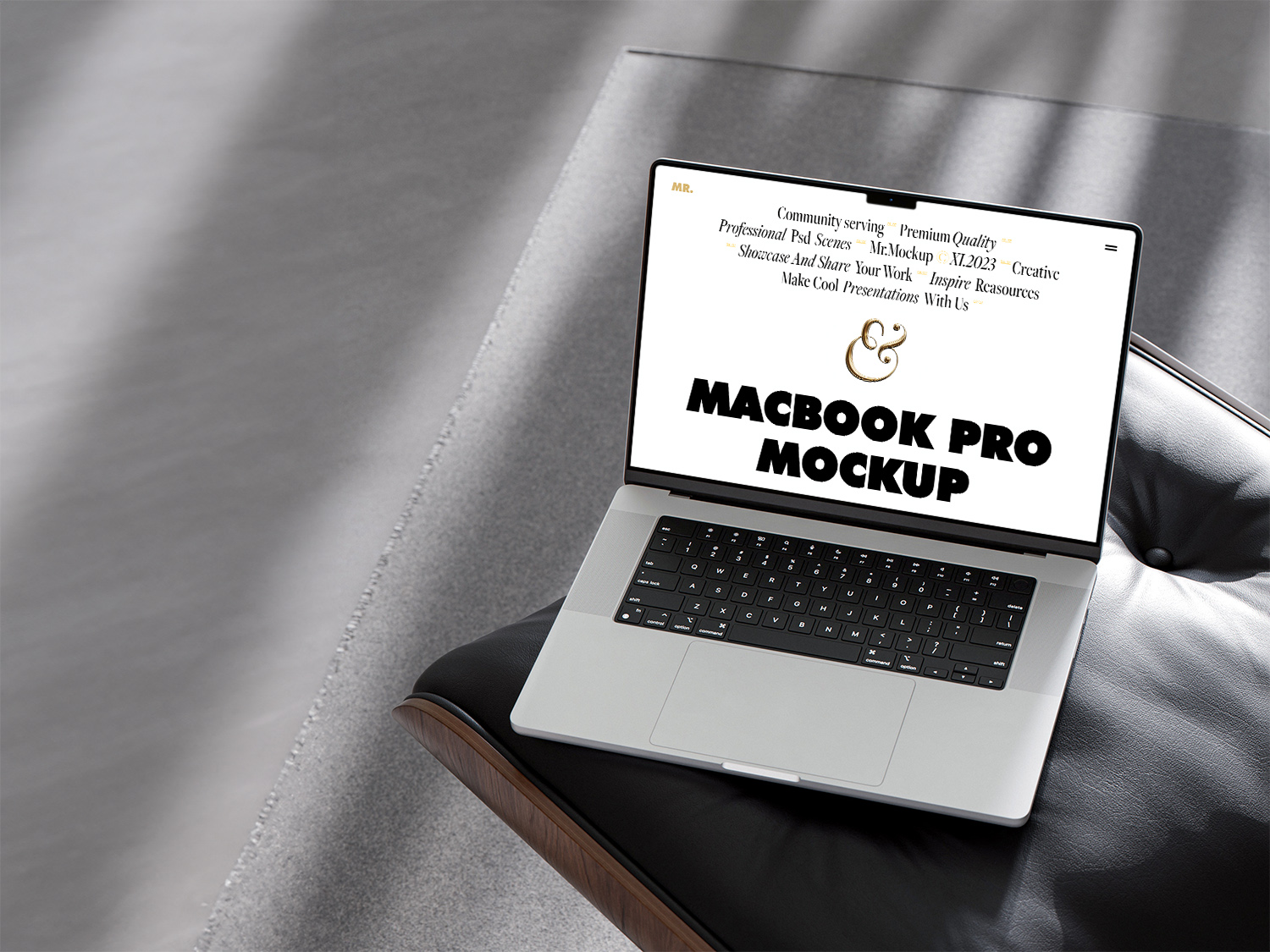 MacBook Pro on Chair Free Mockup