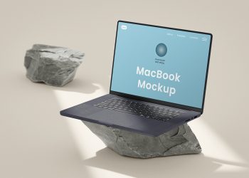 MacBook on Stone Free Mockup