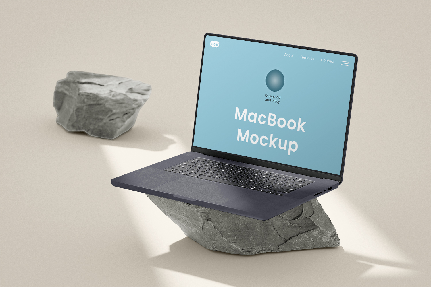 MacBook on Stone Free Mockup
