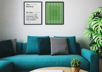 Posters in Livingroom Free Mockup