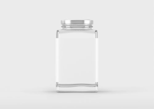Square Glass Jar with Metal Cap Free Mockup
