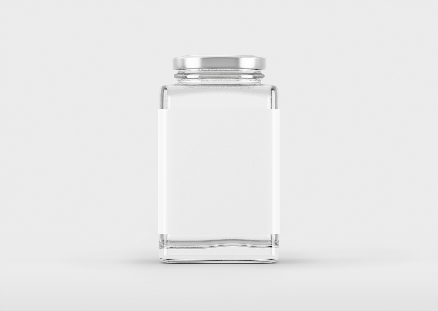 Square Glass Jar with Metal Cap Free Mockup