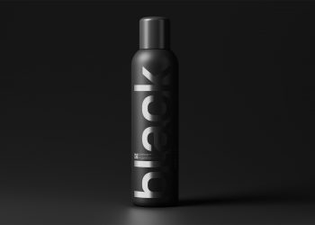 Tall Black Plastic Cosmetic Bottle Free Mockups