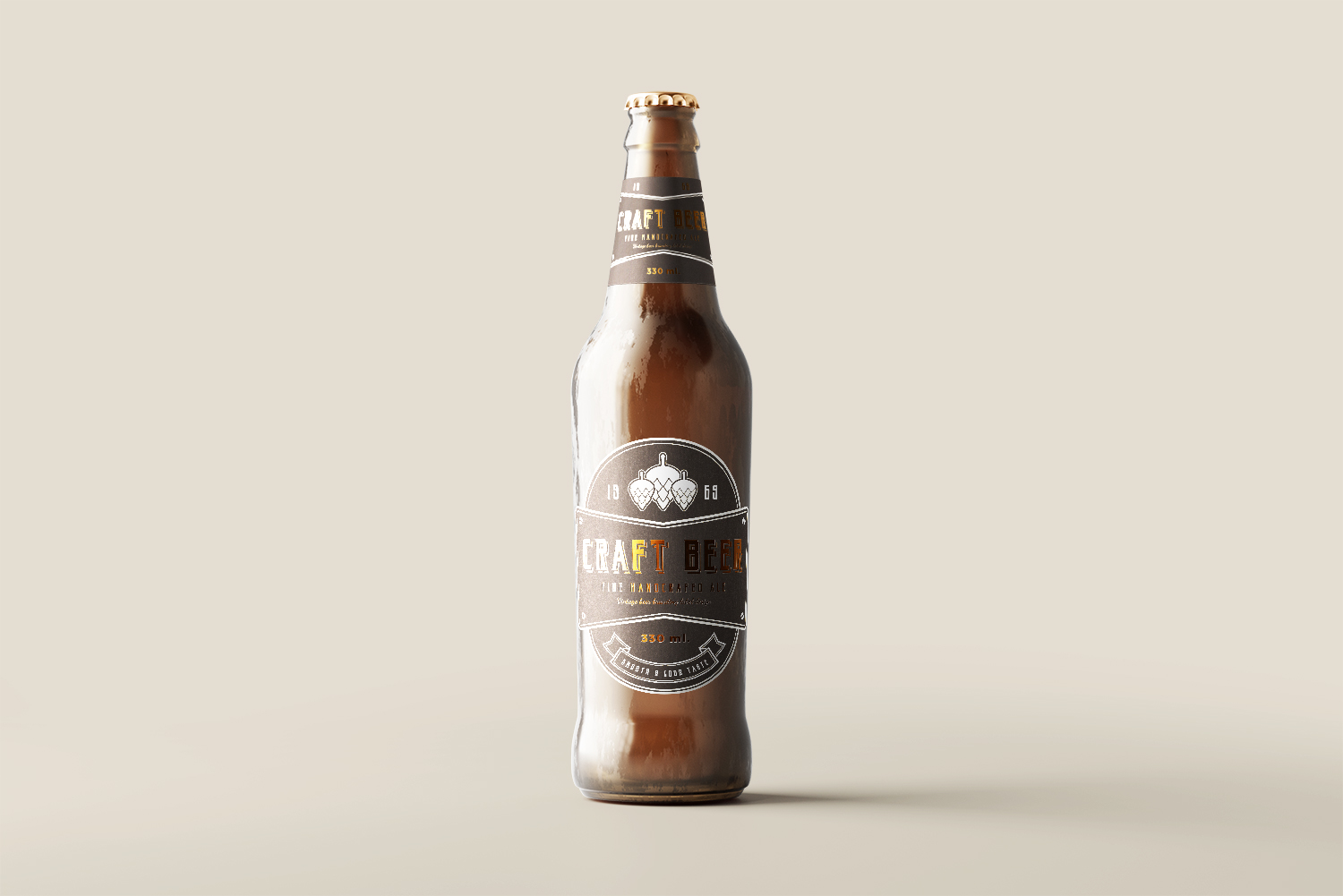 Two Label Beer Bottle Free Mockup