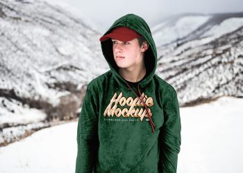 Woman Hoodie in Winter Free Mockup