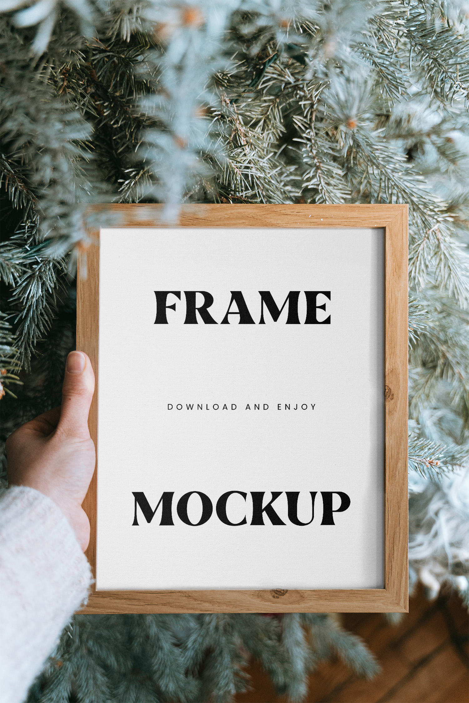 Wooden Frame in Hand Mockup