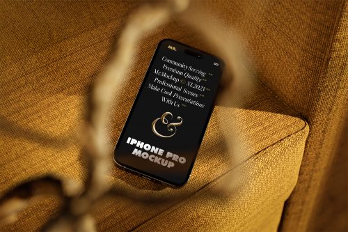 iPhone 14 on Armchair Free Mockup