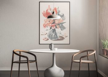 Free Poster Mockup Over Dinner Table