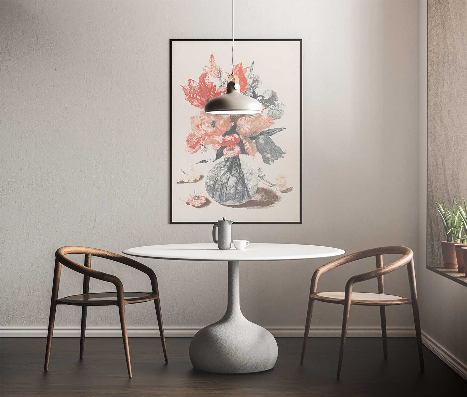 Free Poster Mockup Over Dinner Table