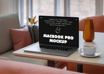 MacBook Pro on Table Free Mockup